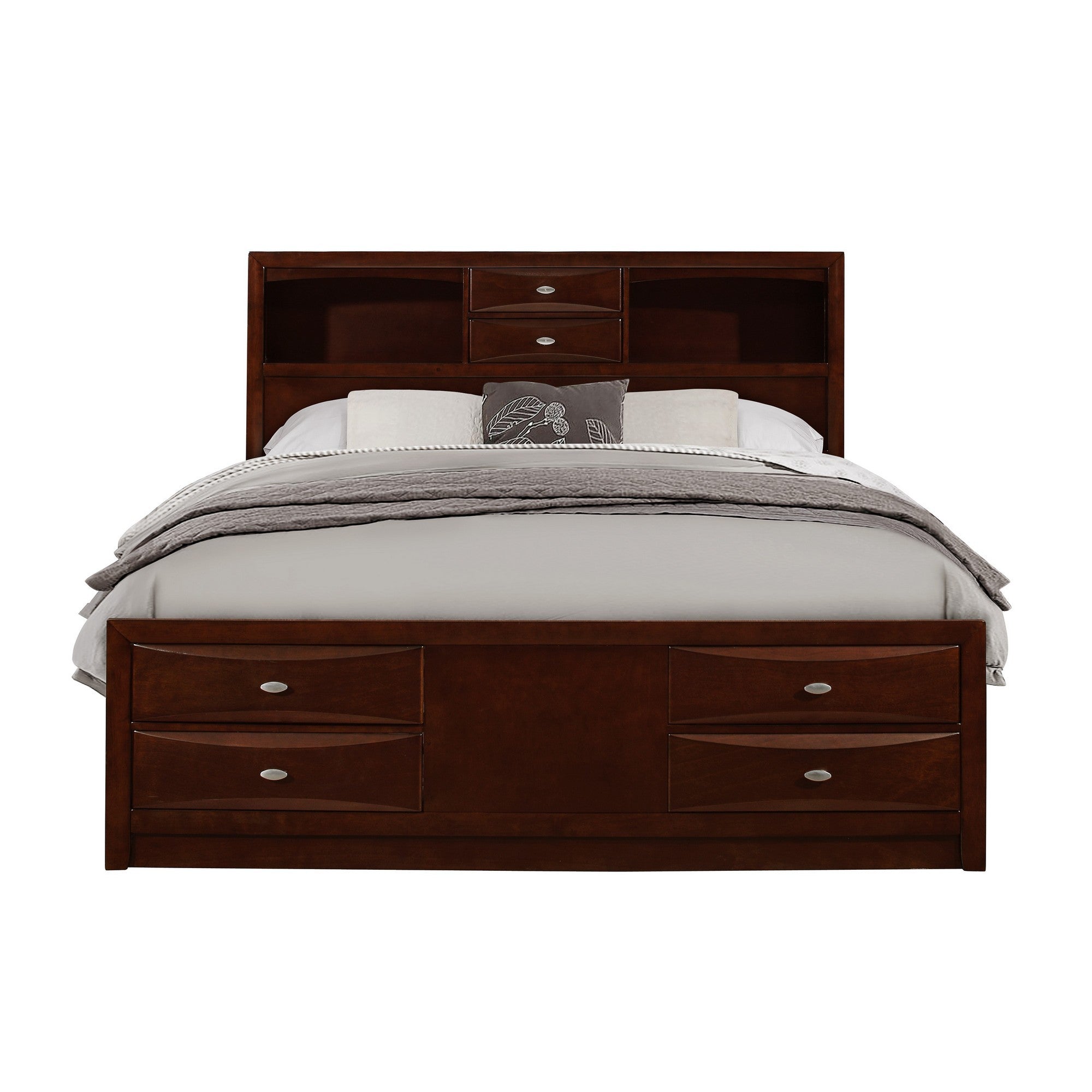 Solid Wood Full Espresso Eight Drawers Bed