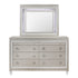 Champagne Toned Dresser With Tapered Acrylic Legs And 2 Jewelry Drawers