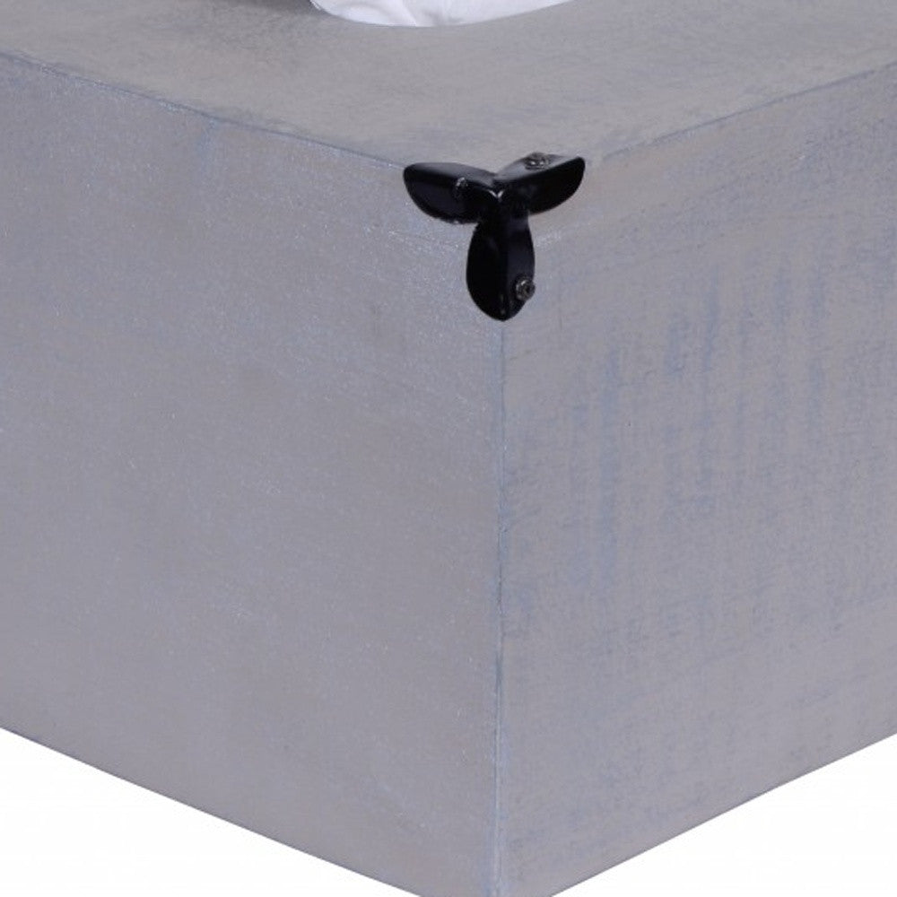 Rustic Gray Mango Wood Rectangular Tissue Holder