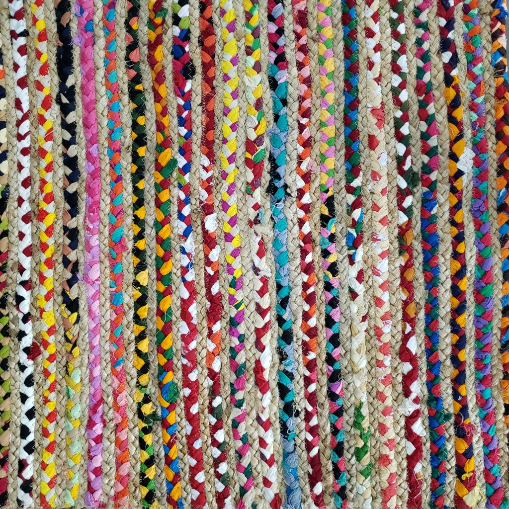 2' X 3'  Rainbow Colors Jute Rag Braided Scatter Rug