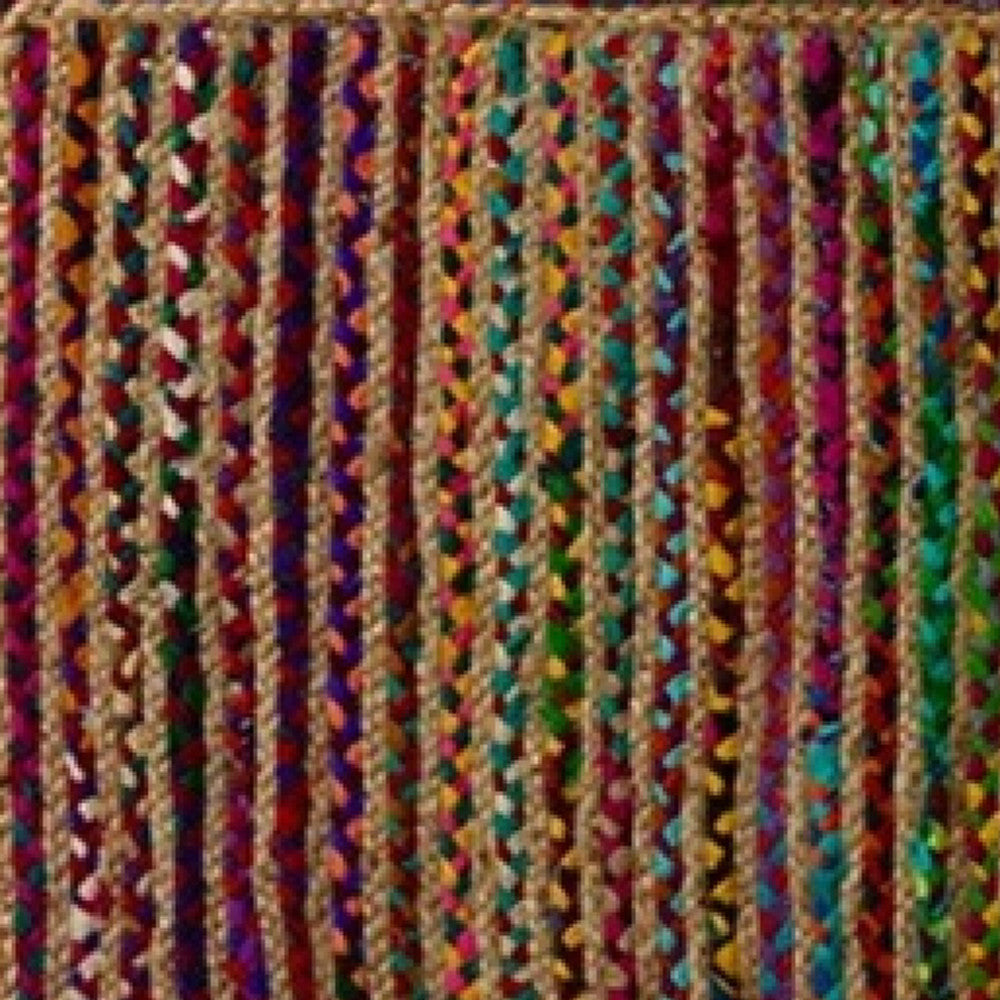 2' X 3'  Rainbow Colors Jute Rag Braided Scatter Rug