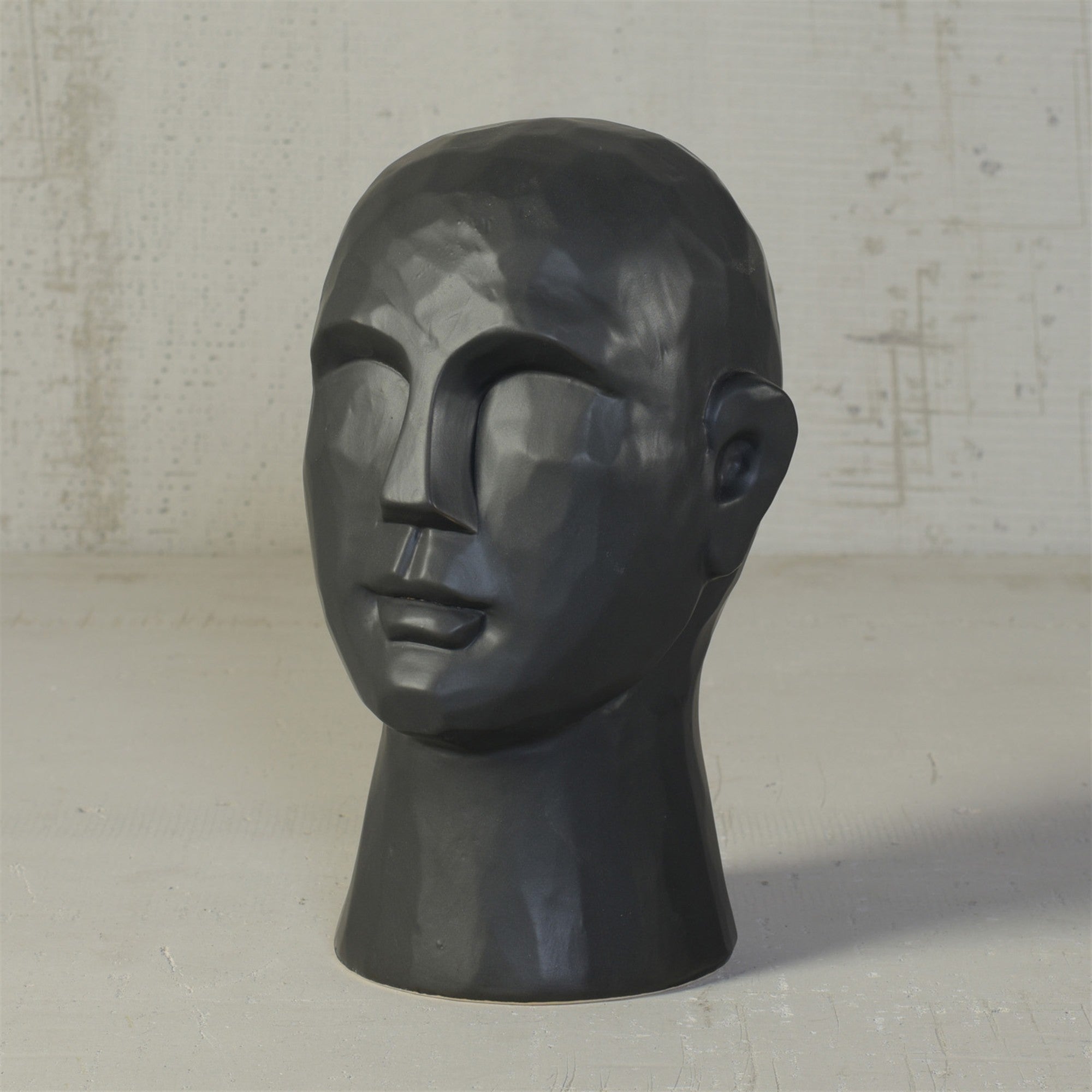 11" Matte Black Ceramic  Bust Decorative Sculpture