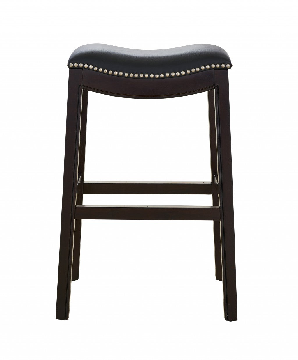 31" Black And Espresso Solid Wood Backless Bar Height Bar Chair