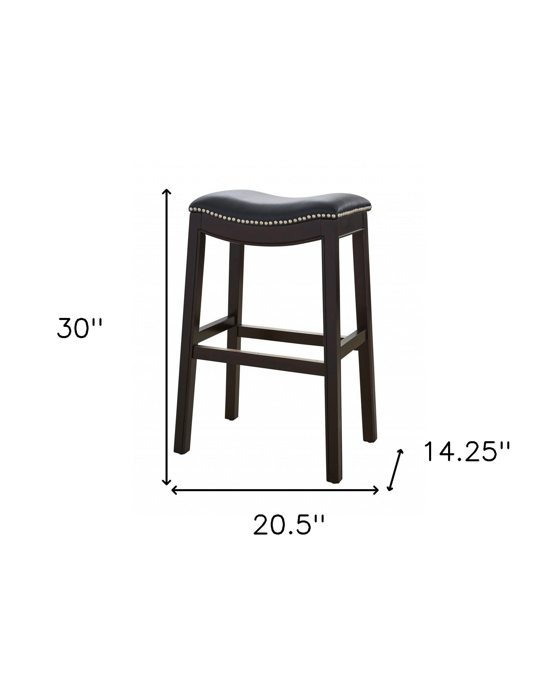 31" Black And Espresso Solid Wood Backless Bar Height Bar Chair