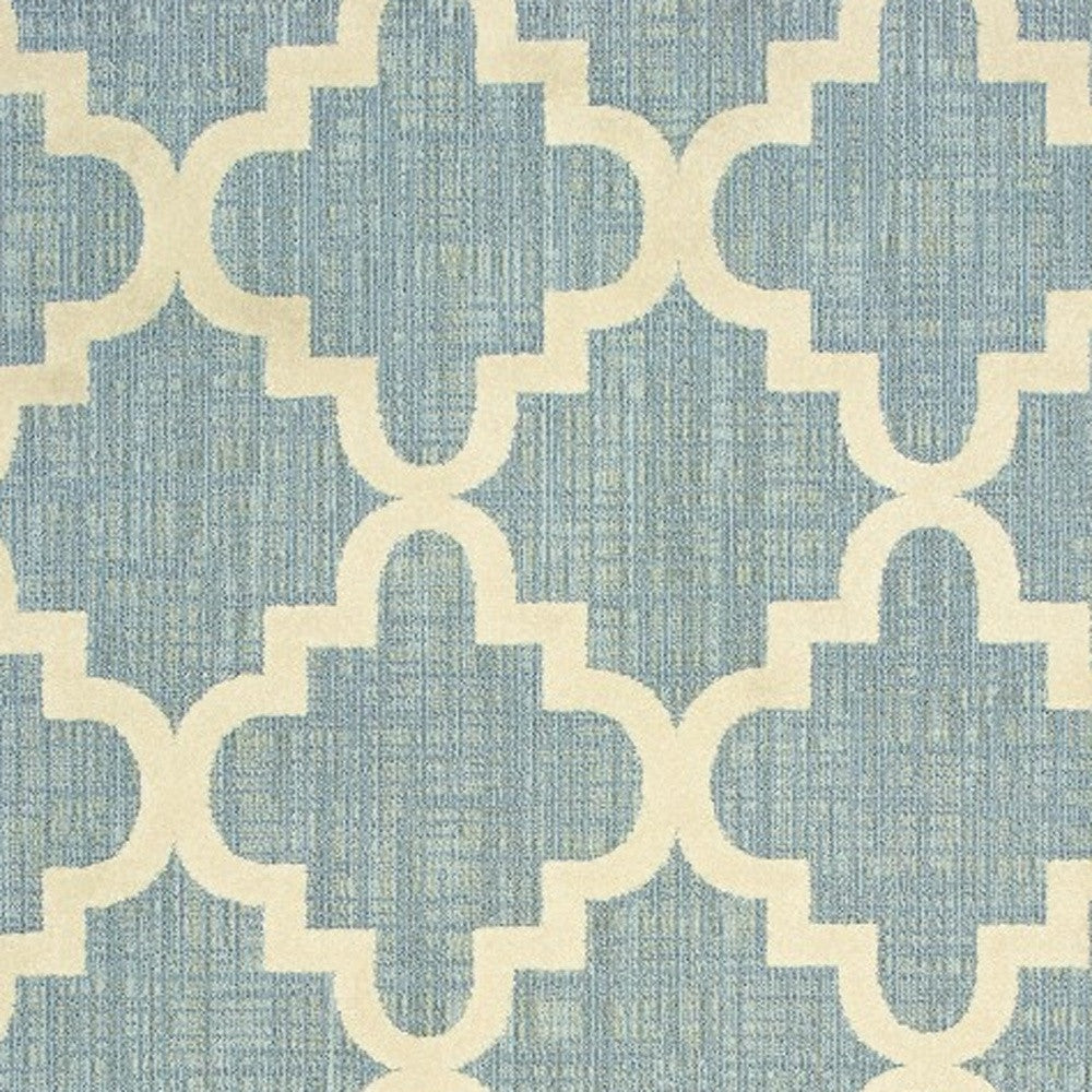 7' x 10' Blue and Ivory Moroccan Indoor Outdoor Area Rug