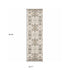 7' Ivory Gray Abstract Ikat Indoor Runner Rug