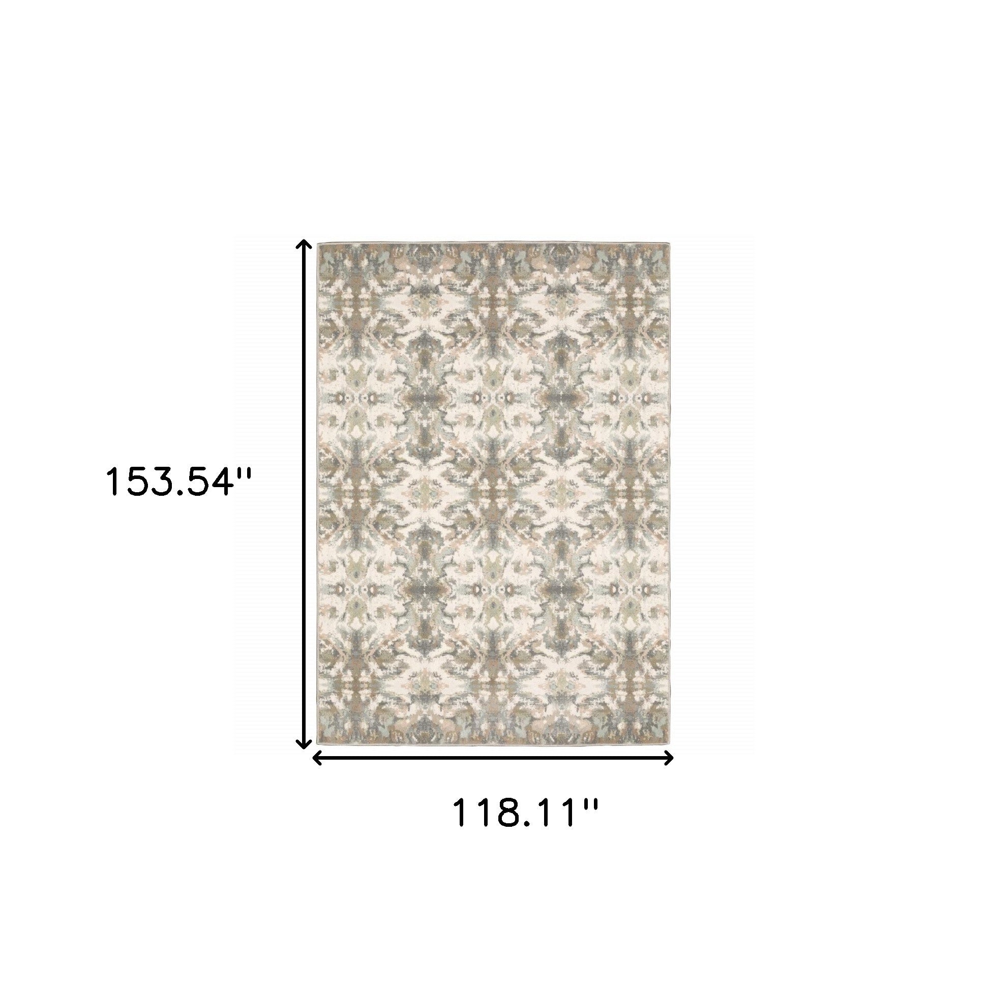 7' Ivory Gray Abstract Ikat Indoor Runner Rug