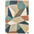 5' X 7' Blue Green Beige Retro Wedge Indoor Indoor Area Rug