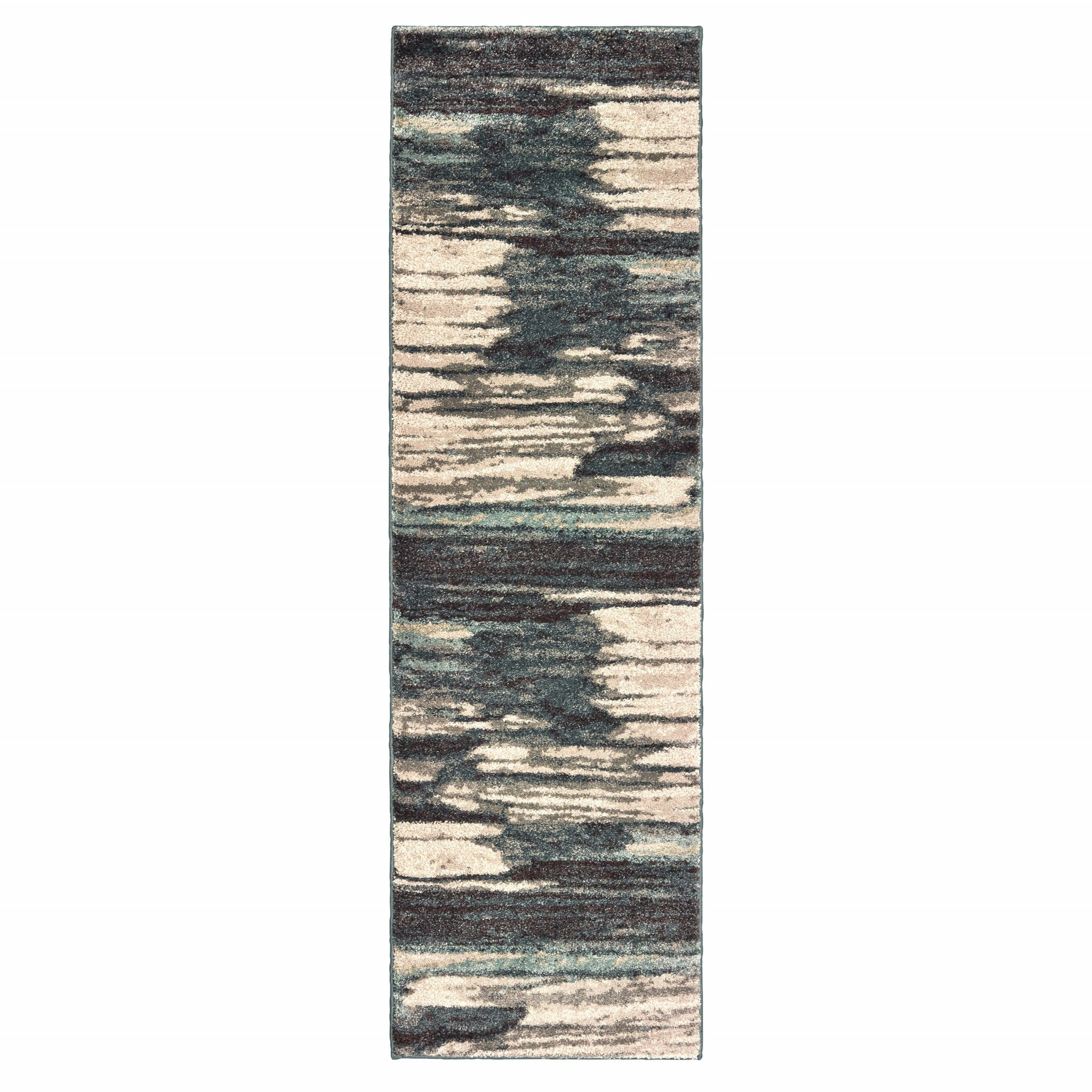 2' X 3' Ivory Blue Gray Abstract Layers Indoor Accent Rug