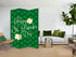 72" Green and White CanvasFolding Three Panel Screen Room Divider