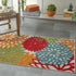 8' X 11' Green And Ivory Floral Indoor Outdoor Area Rug