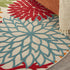 5' Round Green And Ivory Round Floral Indoor Outdoor Area Rug