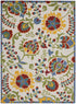 5' X 7' Ivory/Multi Floral Indoor Outdoor Area Rug