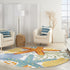 5' X 8' Yellow And Ivory Indoor Outdoor Area Rug
