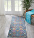 4' Blue And Orange Round Floral Power Loom Area Rug