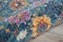 6' Blue And Orange Floral Power Loom Runner Rug