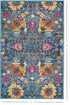 4' Blue And Orange Round Floral Power Loom Area Rug