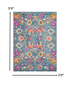 6' Blue And Orange Floral Power Loom Runner Rug