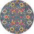 6' Blue And Orange Floral Power Loom Runner Rug