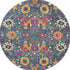 4' Blue And Orange Round Floral Power Loom Area Rug