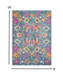 6' Blue And Orange Floral Power Loom Runner Rug