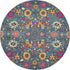 6' Blue And Orange Floral Power Loom Runner Rug