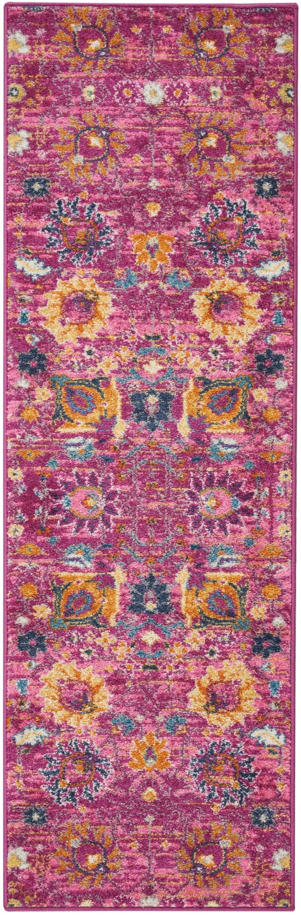 4' X 6' Fuchsia Floral Power Loom Area Rug