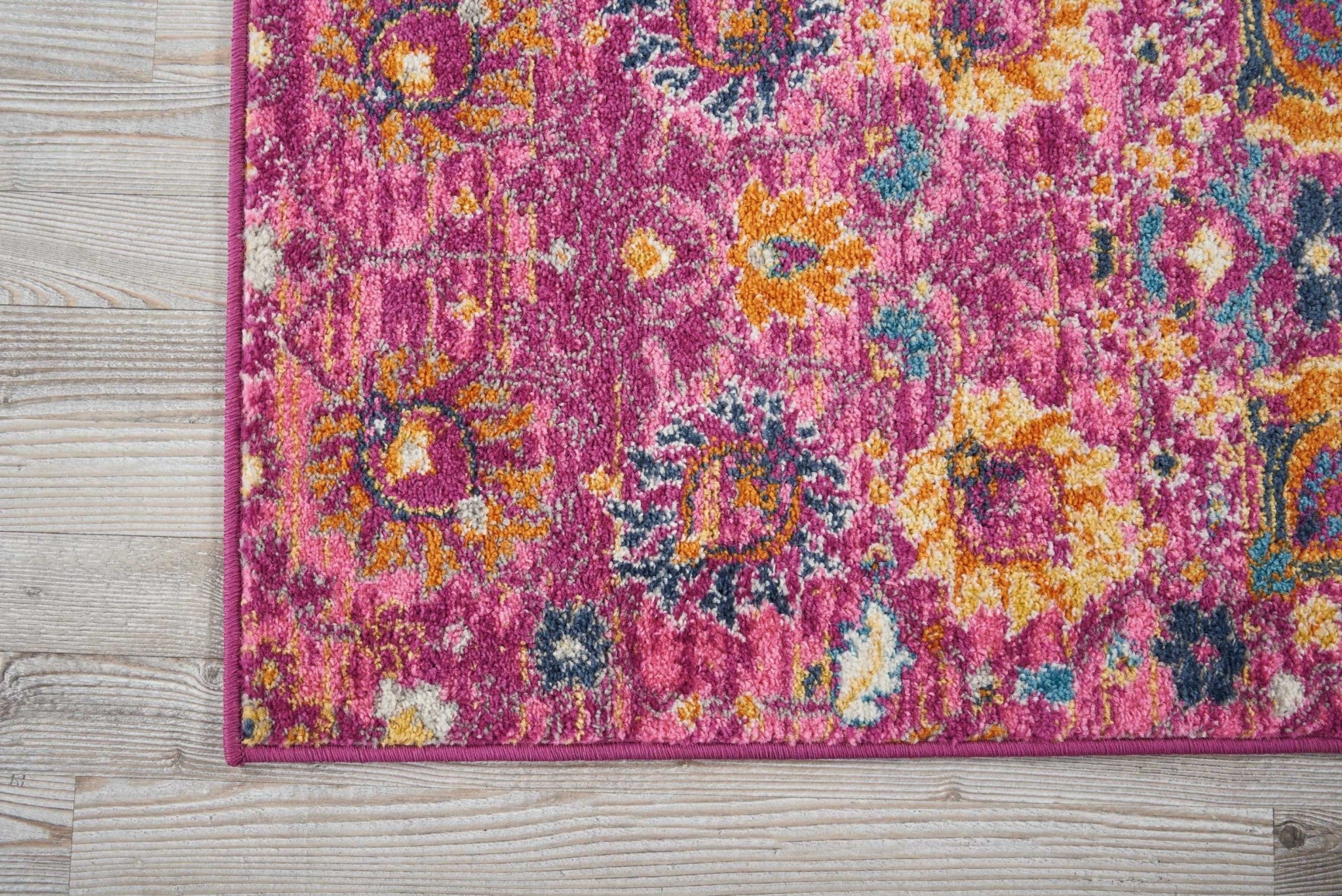 6' Fuchsia Floral Power Loom Runner Rug