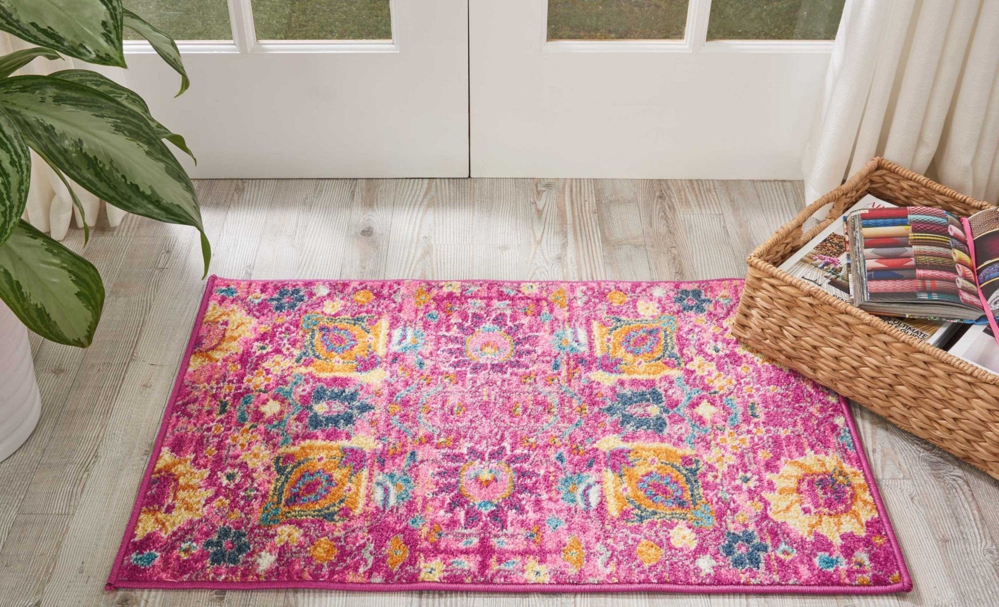 4' X 6' Fuchsia Floral Power Loom Area Rug