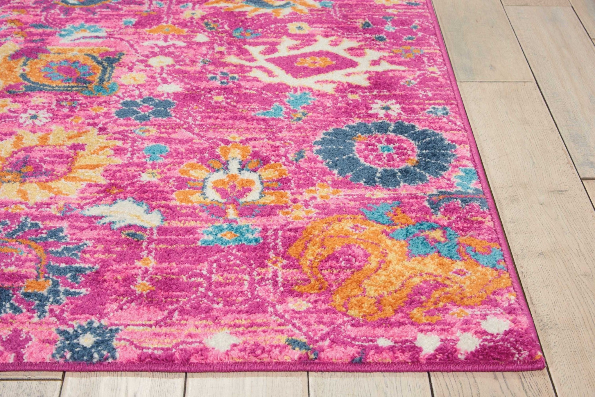 4' X 6' Fuchsia Floral Power Loom Area Rug