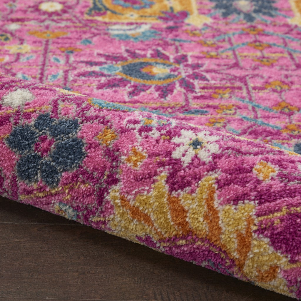 4' X 6' Fuchsia Floral Power Loom Area Rug