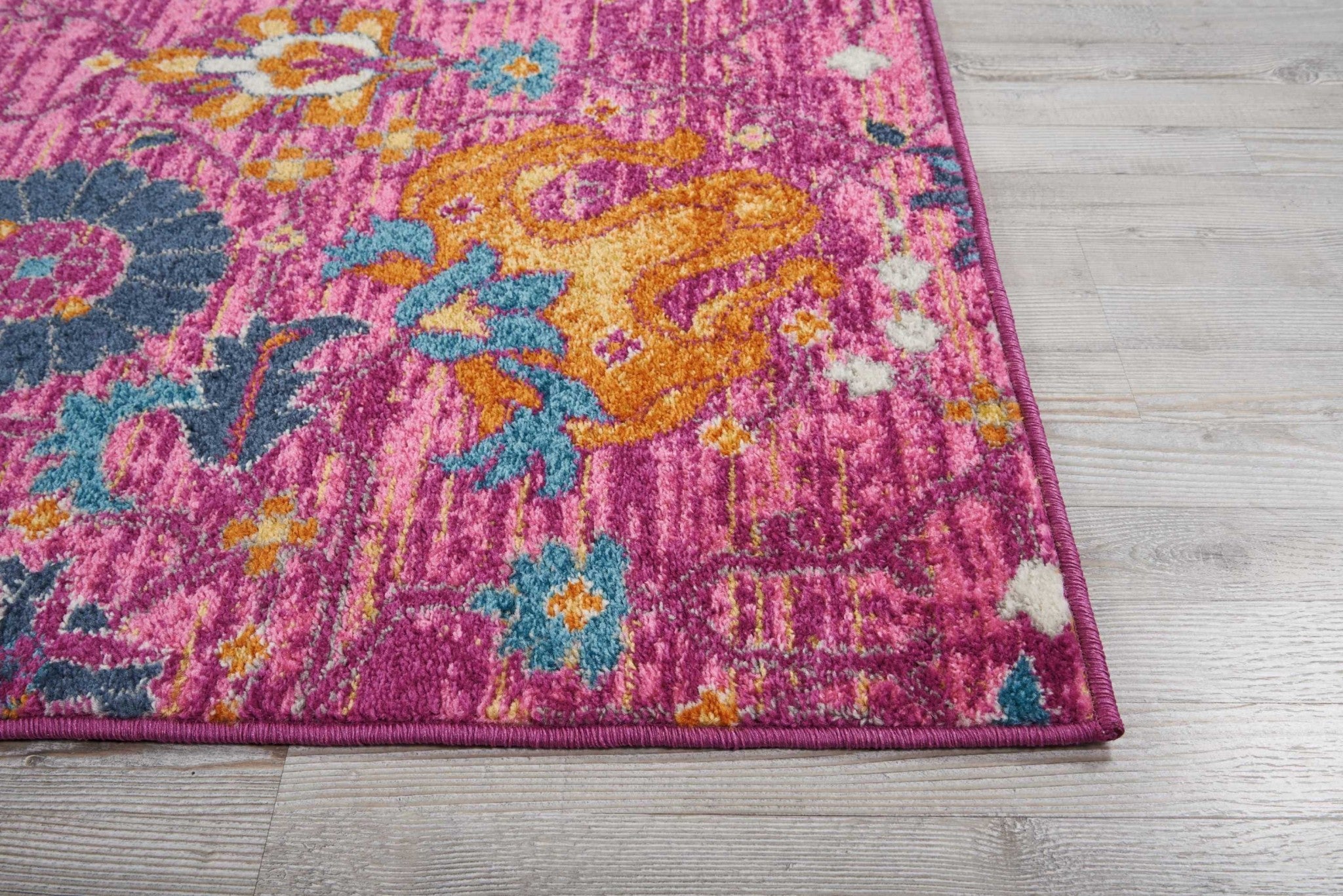 4' X 6' Fuchsia Floral Power Loom Area Rug