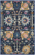 2' X 3' Navy Blue Floral Power Loom Area Rug