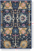 2' X 3' Navy Blue Floral Power Loom Area Rug