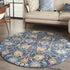 2' X 3' Navy Blue Floral Power Loom Area Rug