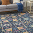 2' X 3' Navy Blue Floral Power Loom Area Rug