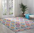 5' X 7' Blue And Pink Ogee Power Loom Area Rug