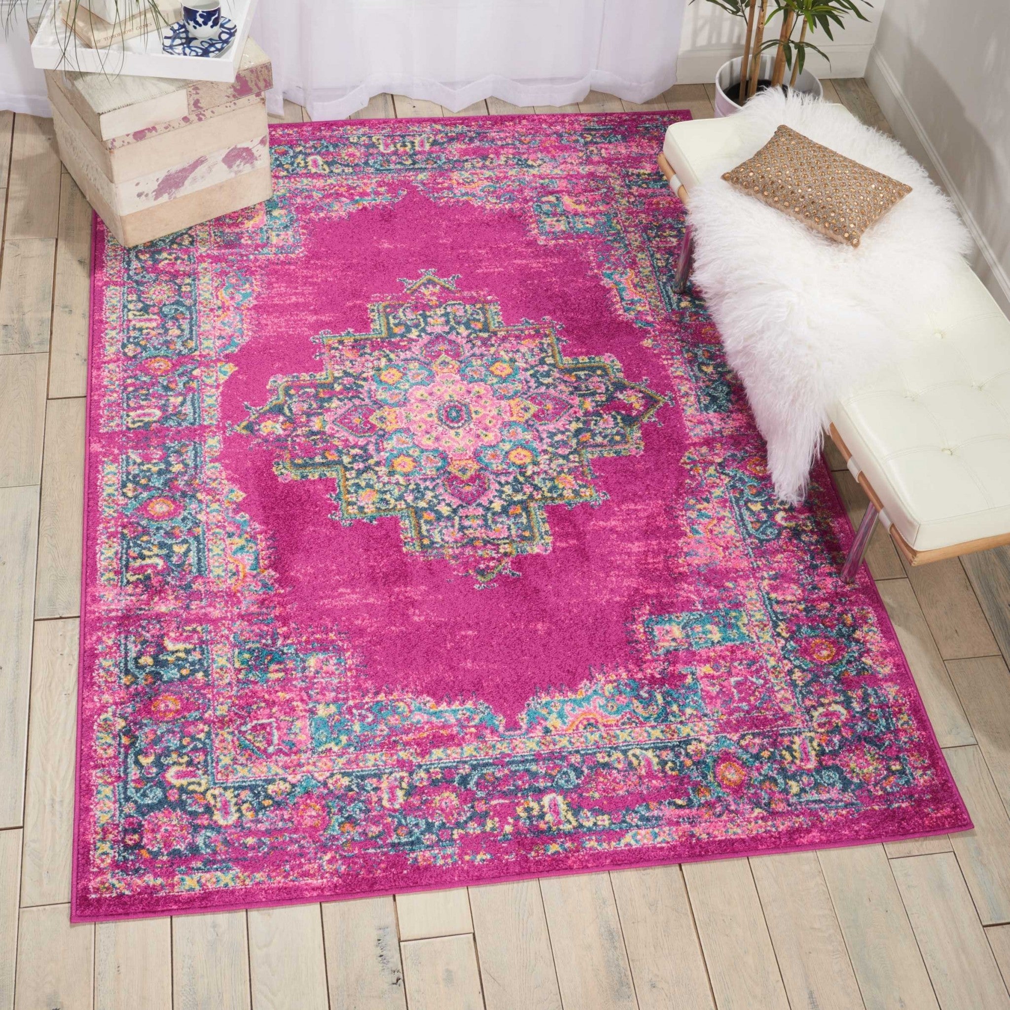 10' Fuchsia Power Loom Runner Rug