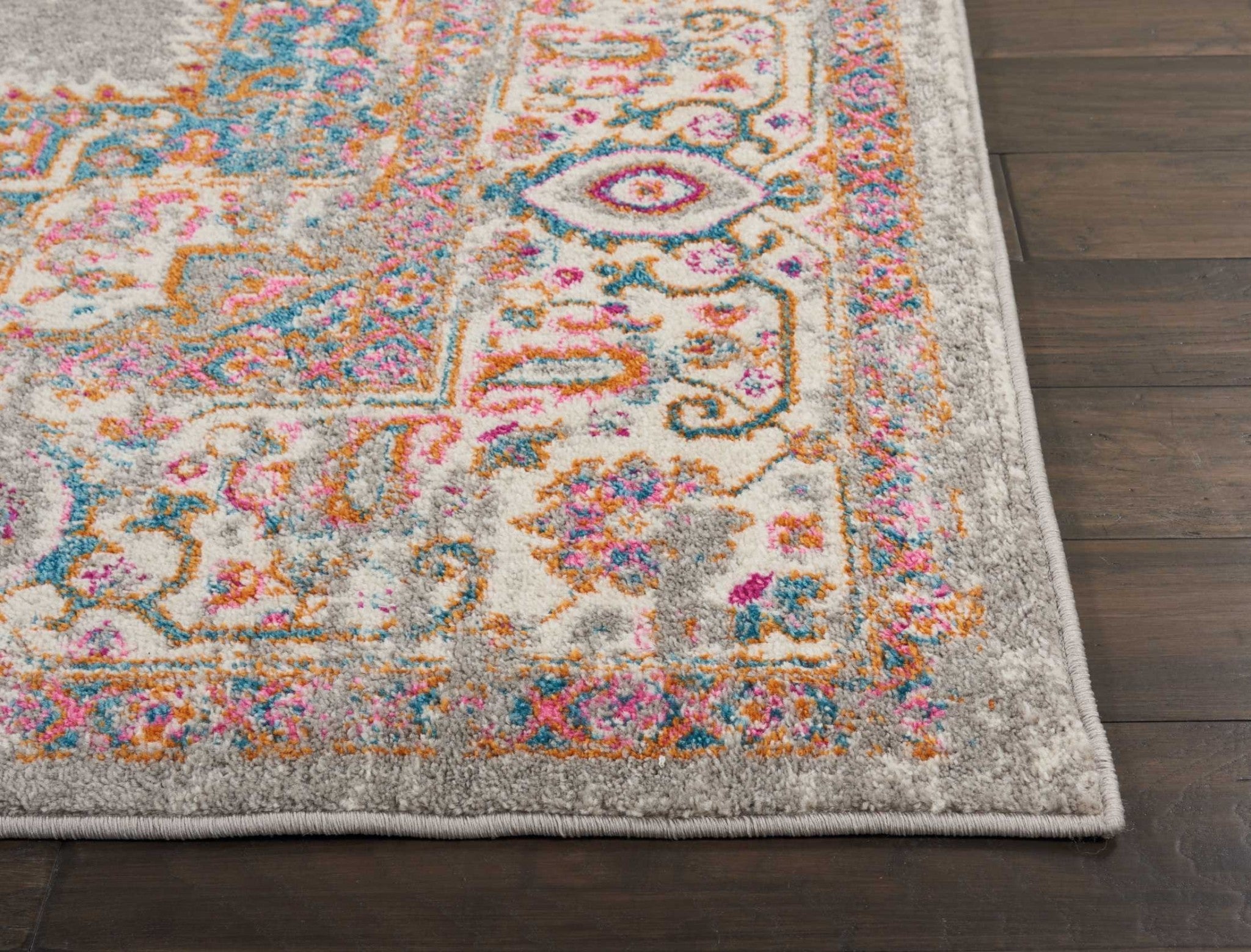 4' Gray Round Power Loom Area Rug