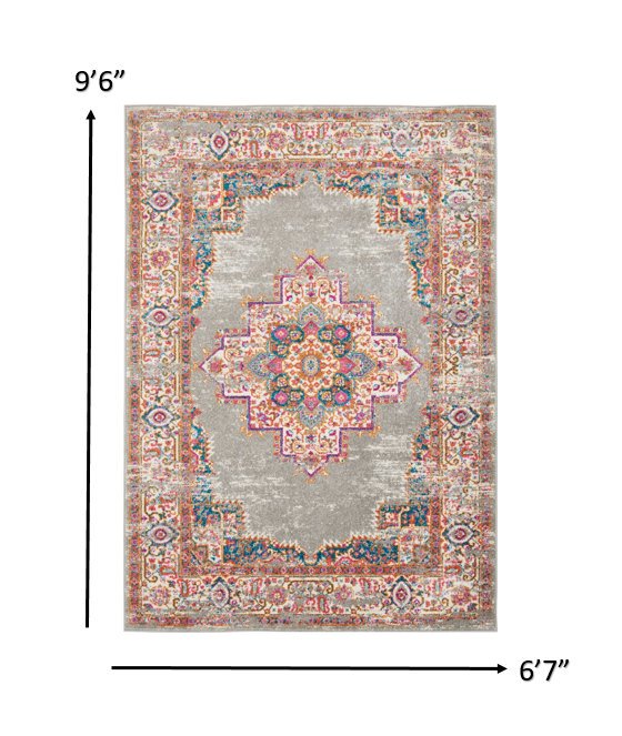 4' Gray Round Power Loom Area Rug