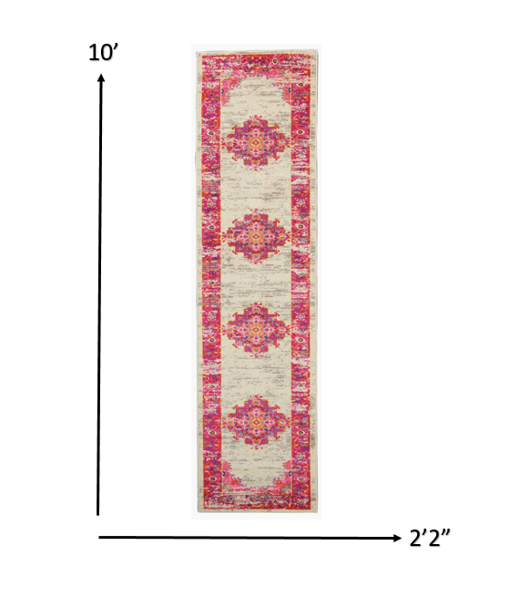 6' Fuchsia Power Loom Runner Rug