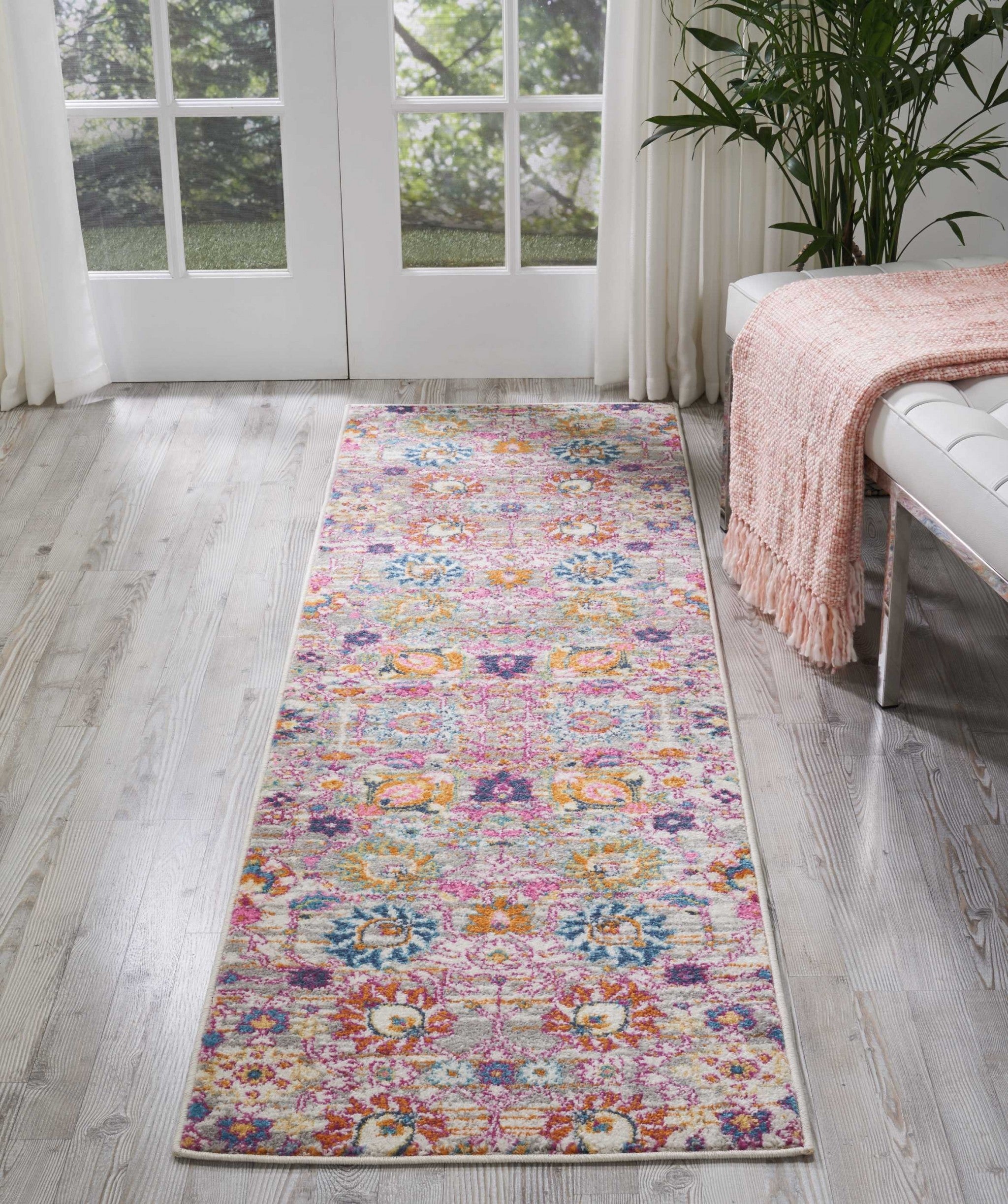 2' X 3' Silver Floral Power Loom Area Rug