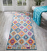 5' X 7' Blue And Pink Ogee Power Loom Area Rug