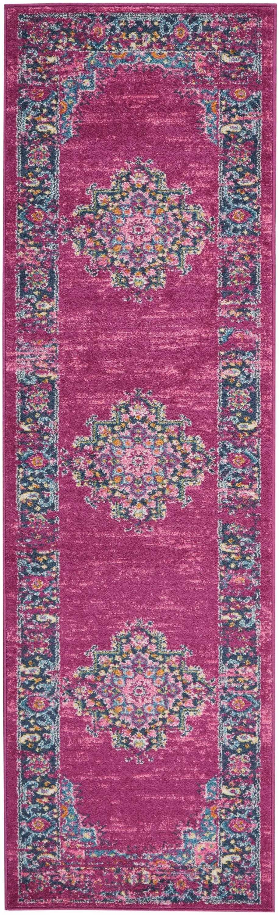 10' Fuchsia Power Loom Runner Rug