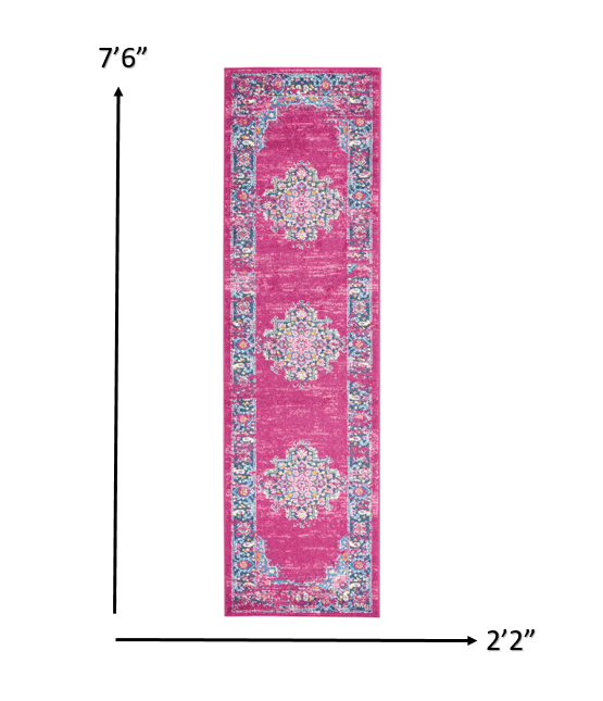 10' Fuchsia Power Loom Runner Rug