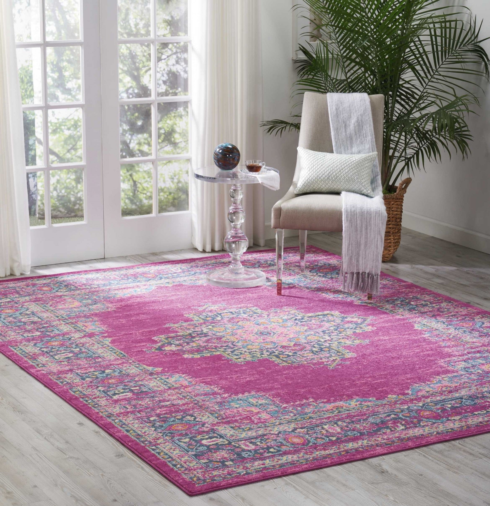 10' Fuchsia Power Loom Runner Rug