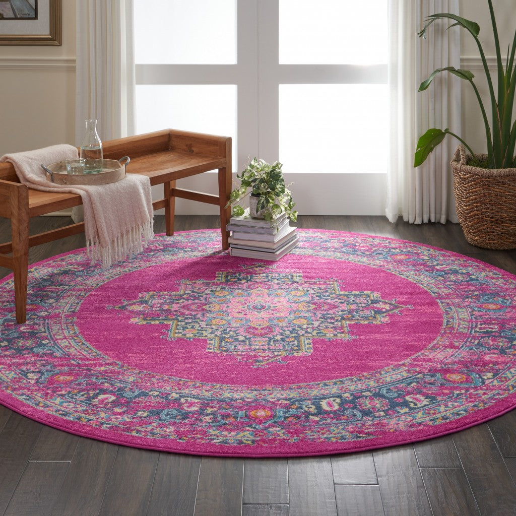 10' Fuchsia Power Loom Runner Rug