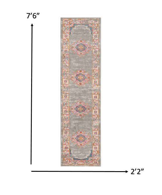 10' Gray Power Loom Runner Rug