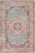 4' Gray Round Power Loom Area Rug