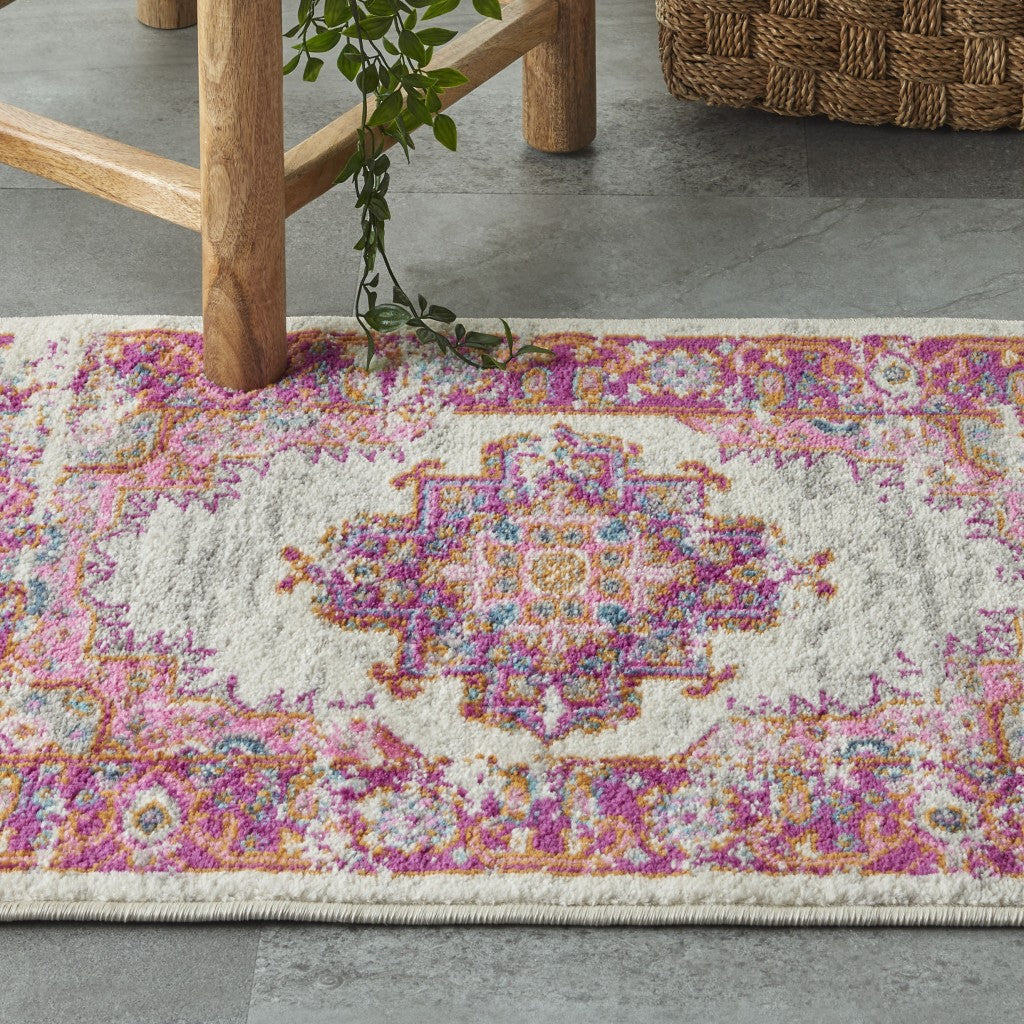 6' Fuchsia Power Loom Runner Rug